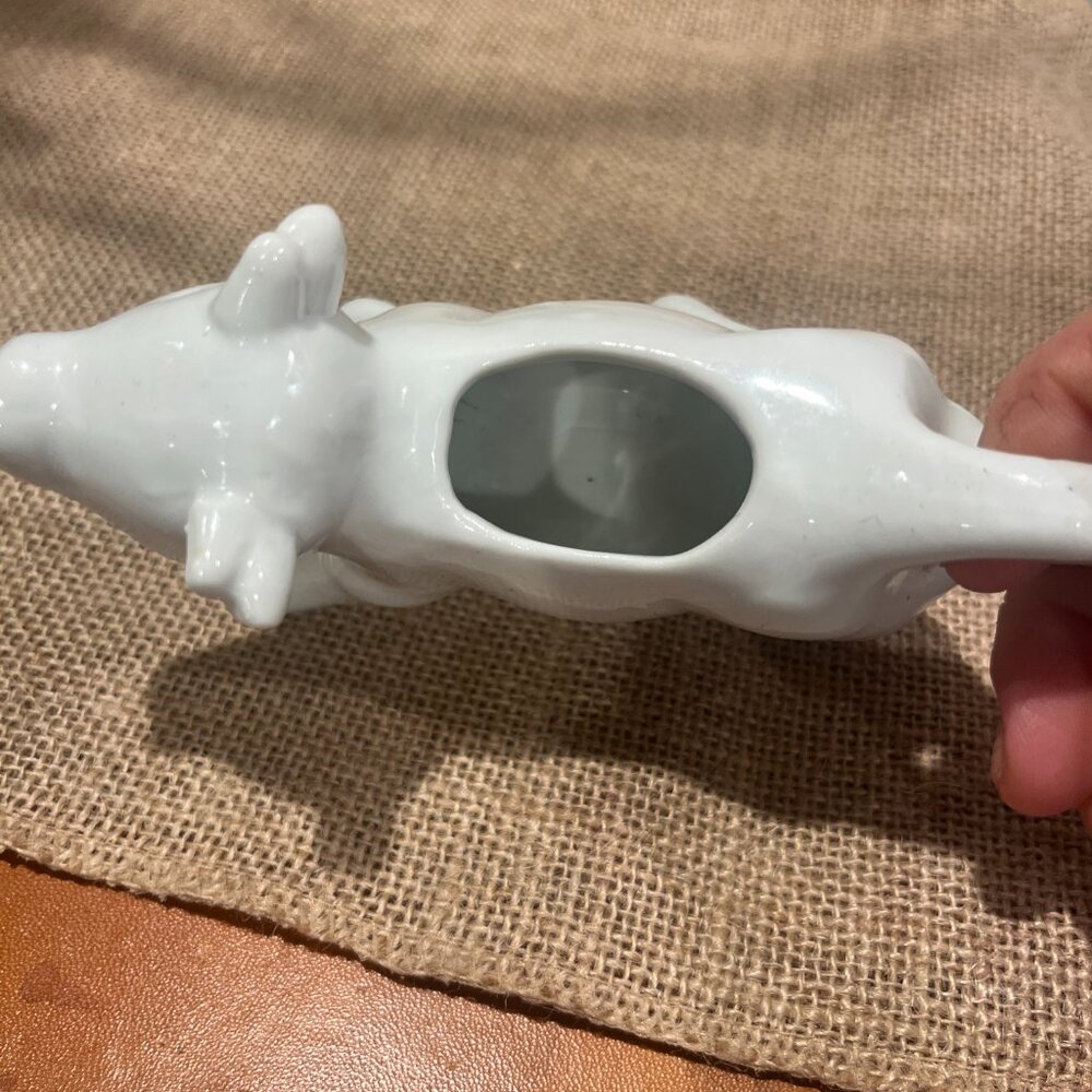 Vintage White Ceramic Cow Creamer Pitcher - Farmhouse Kitchen Decor - Picture 4 of 4